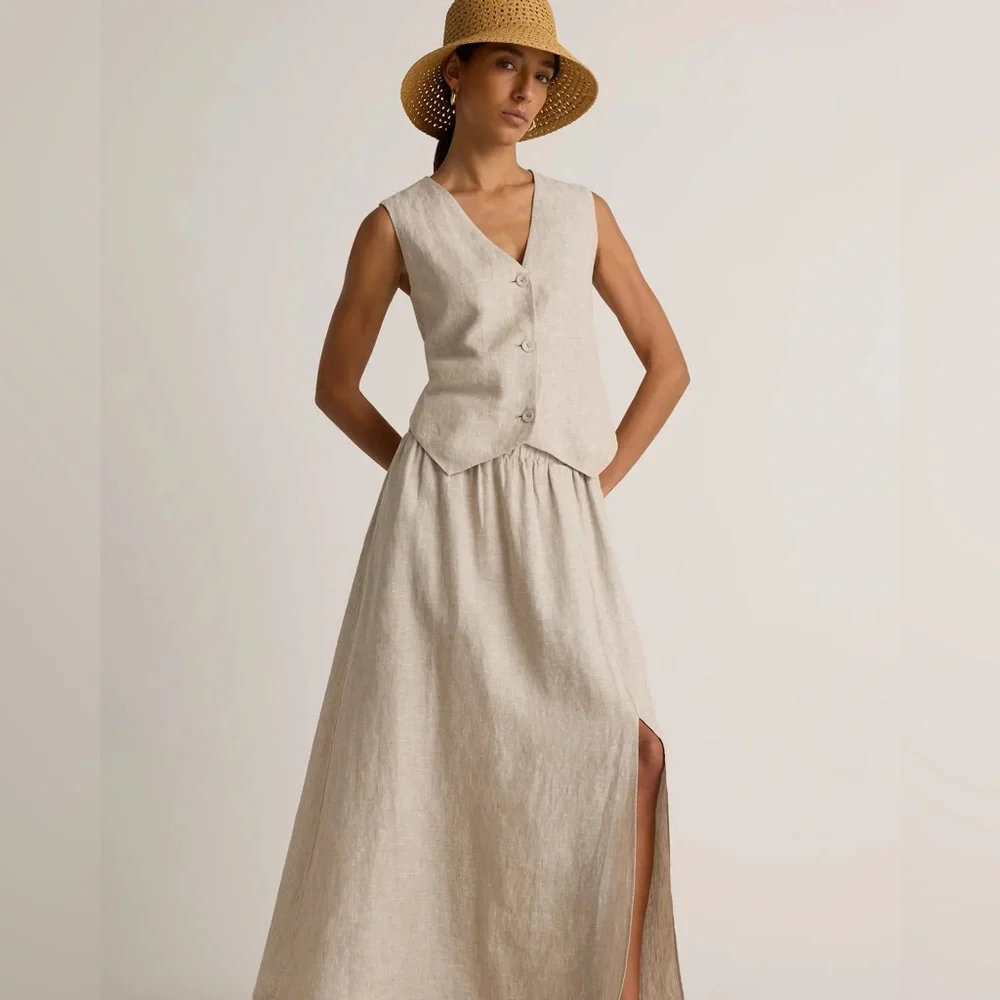 QUINCE NWT 100% european lInen maxi skirt -flax -medium - Picture 10 of 13